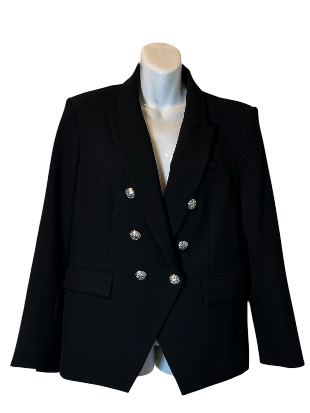 Veronica Beard Miller Dickey Jacket Women’s Size 14 Black Blazer Silver Buttons - Picture 12 of 14